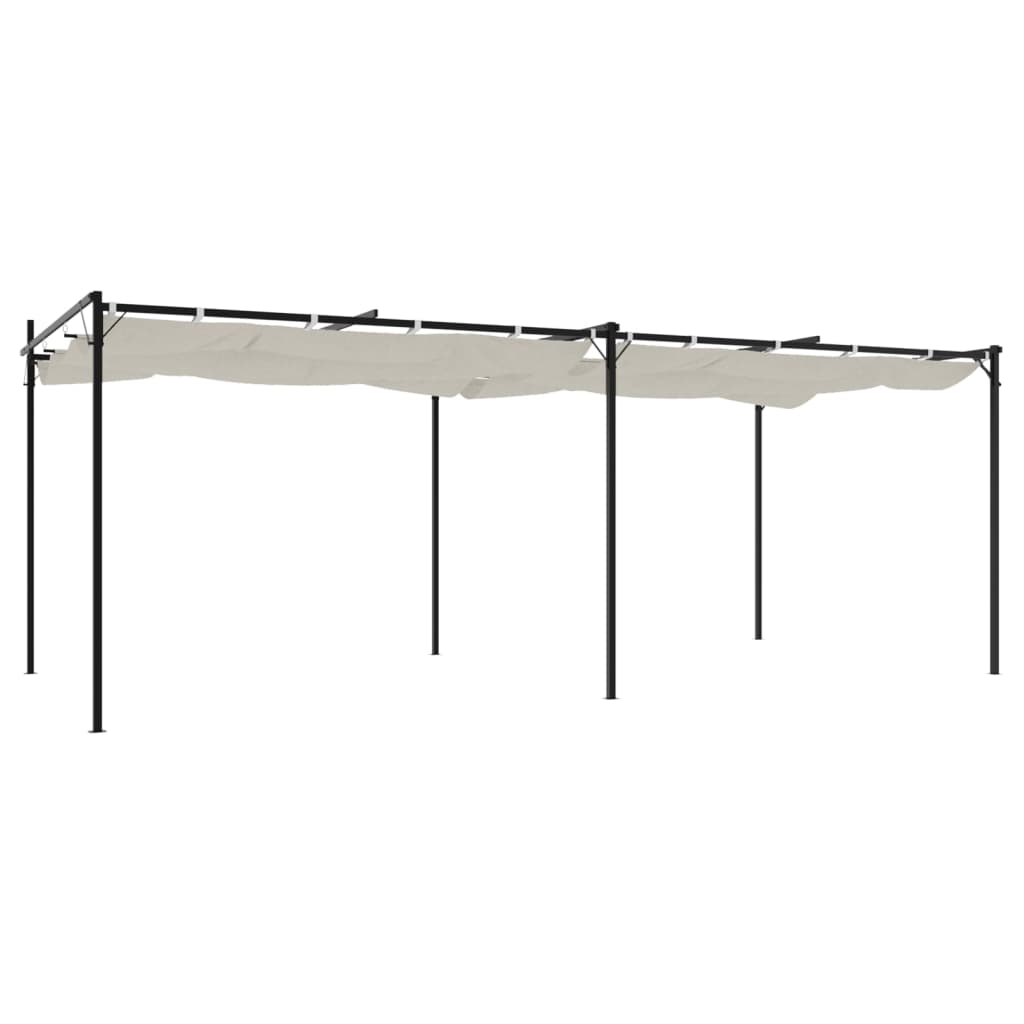 Pergola Met Uitschuifbaar Dak 589X292X230 Kleurig 589 x 292 x 230 cm Crème