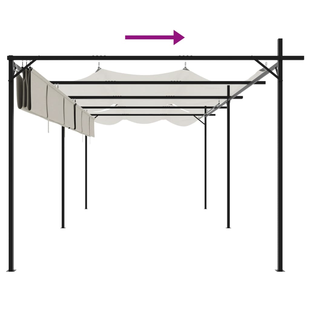 Pergola Met Uitschuifbaar Dak 589X292X230 Kleurig 589 x 292 x 230 cm Crème