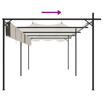 Pergola Met Uitschuifbaar Dak 589X292X230 Kleurig 589 x 292 x 230 cm Crème