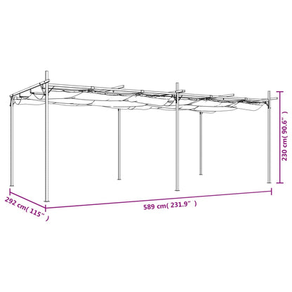 Pergola Met Uitschuifbaar Dak 589X292X230 Kleurig 589 x 292 x 230 cm Crème