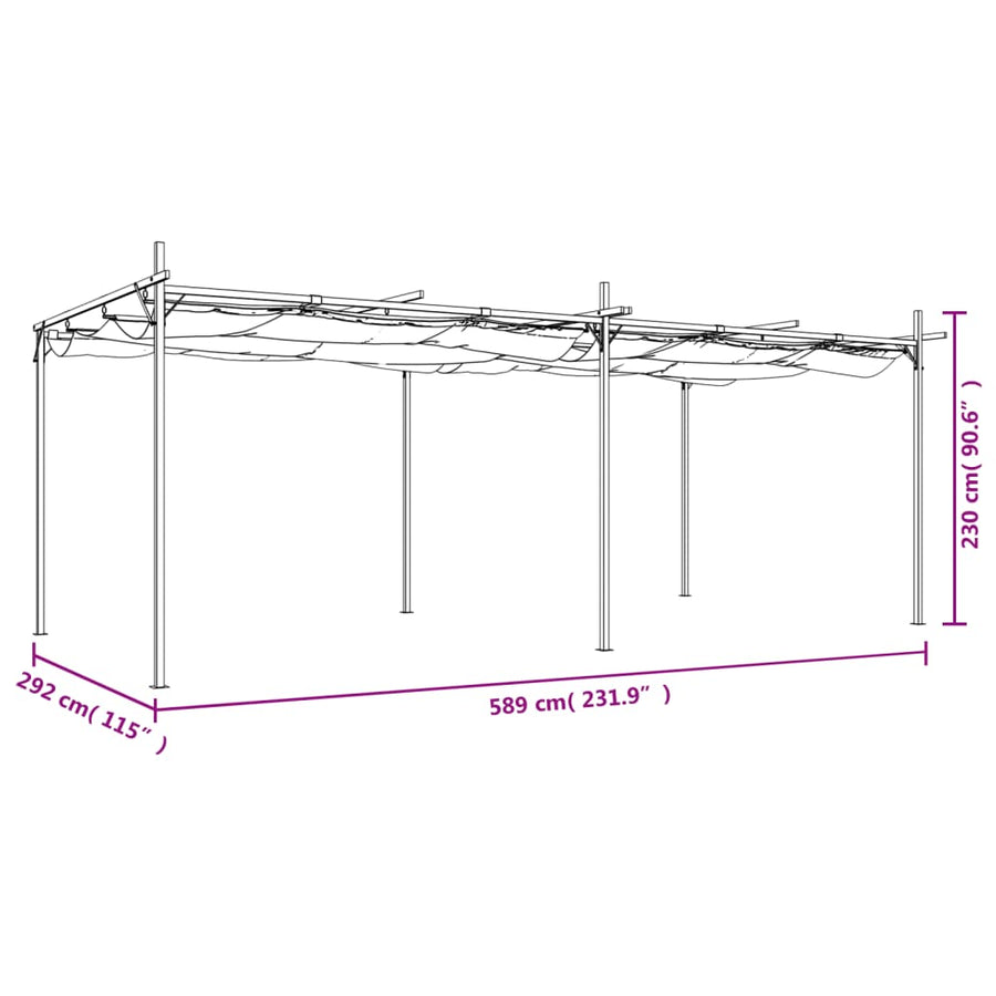 Pergola Met Uitschuifbaar Dak 589X292X230 Kleurig 589 x 292 x 230 cm Crème