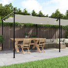Pergola 589x292x230 cm crèmekleurig uitschuifbaar dak