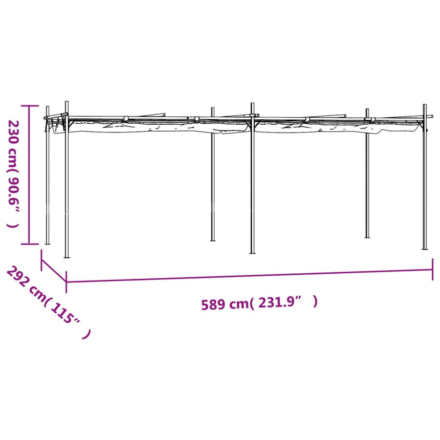 Pergola Met Uitschuifbaar Dak 589X292X230 Antracietkleurig