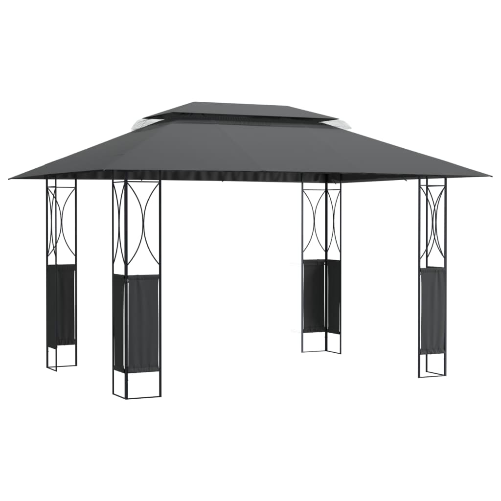 Prieel Met Dak 400X300X270 Cm Staal Antracietkleurig