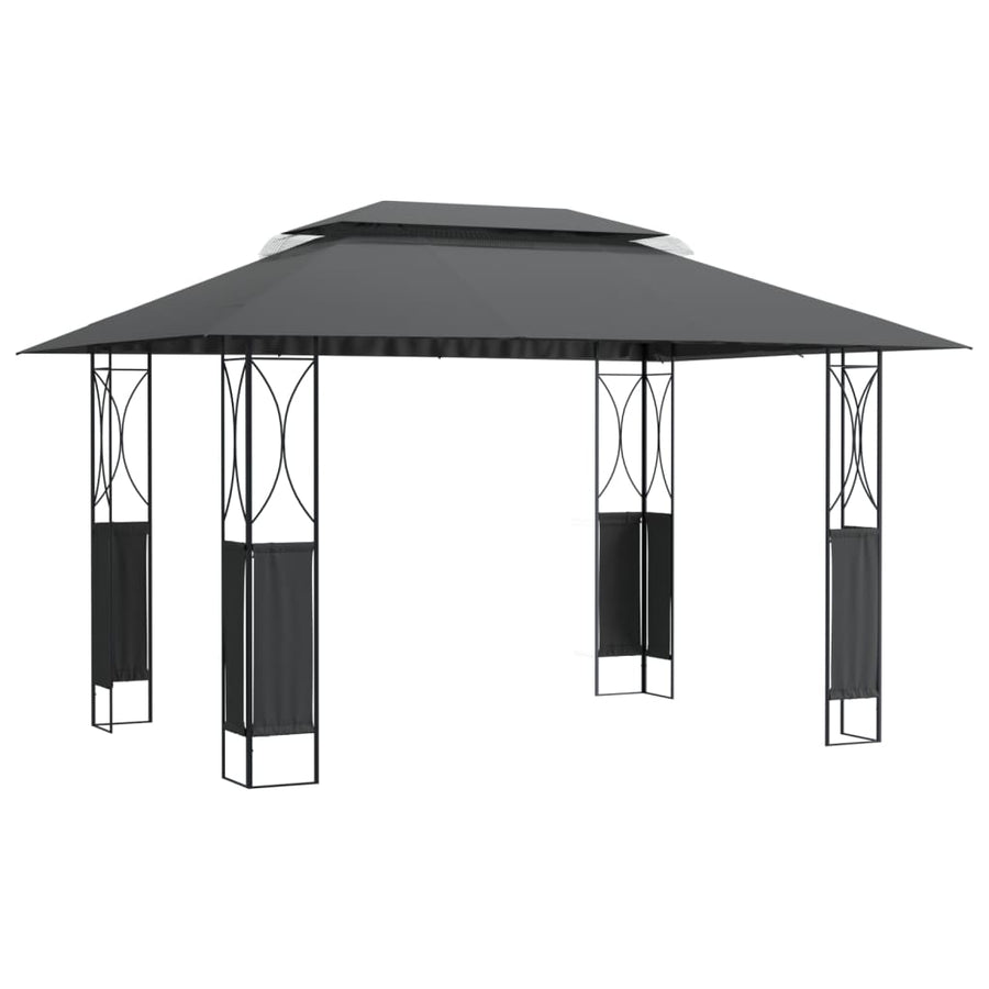 Prieel Met Dak 400X300X270 Cm Staal Antracietkleurig