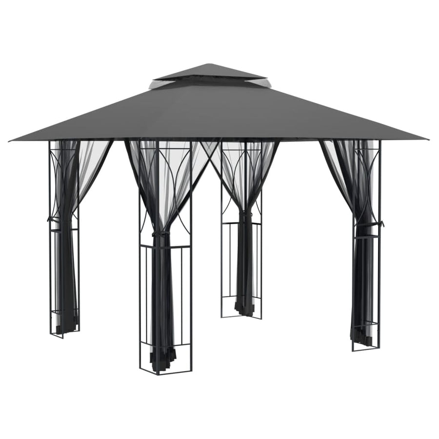 Prieel Met Zijwanden 300X300X270 Cm Staal Antracietkleurig 300 x 300 x 270 cm