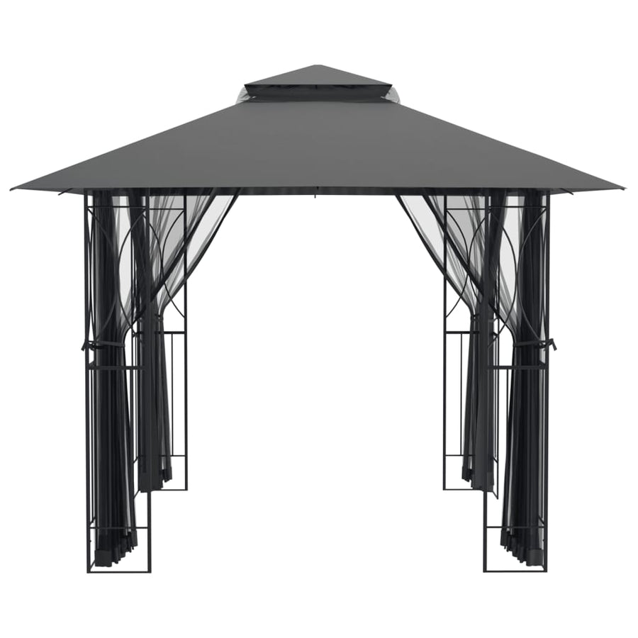 Prieel Met Zijwanden 300X300X270 Cm Staal Antracietkleurig 300 x 300 x 270 cm