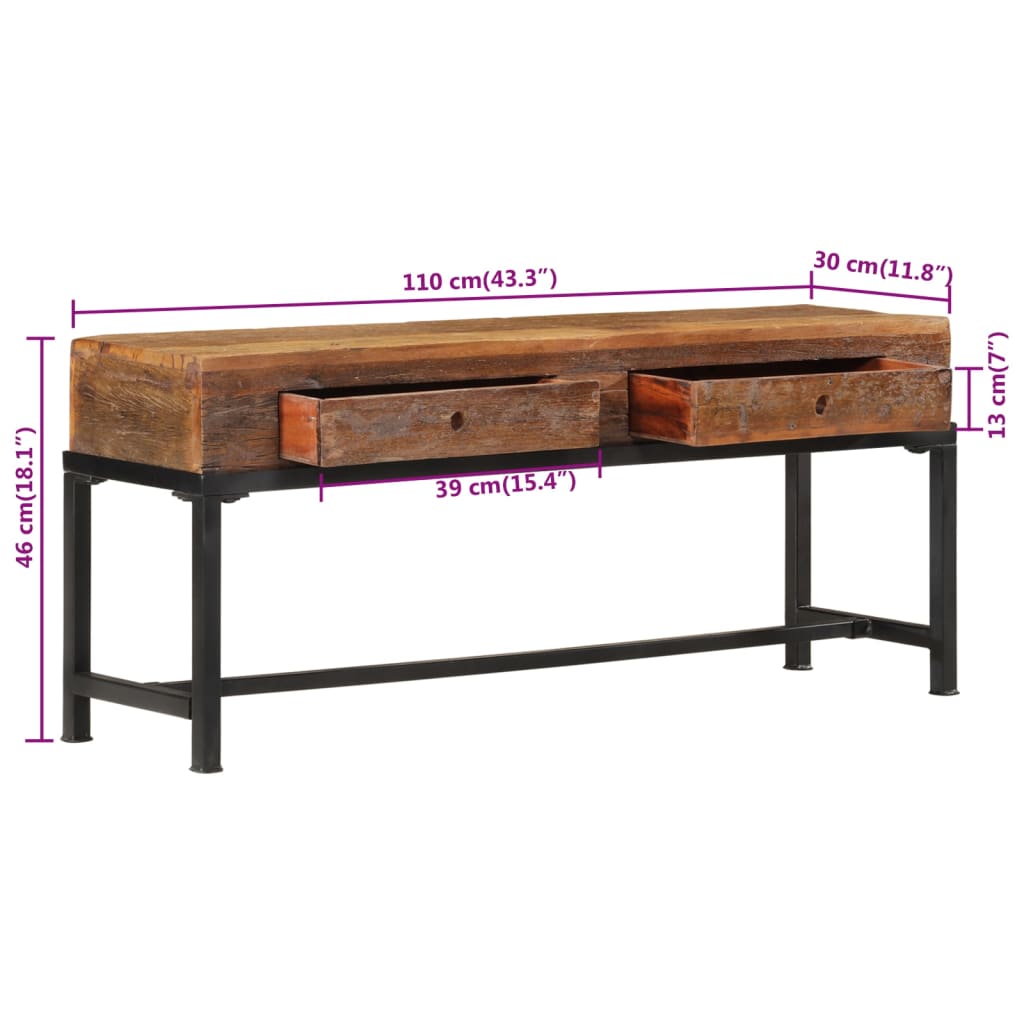 Tv-Meubel 110X30X46 Cm Massief Gerecycled Hout
