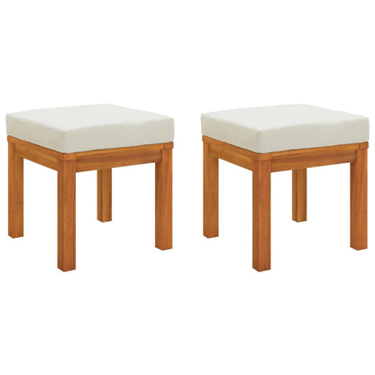 Tuinkrukjes Met Kussens 40X40X42 Cm Massief Acaciahout Crème