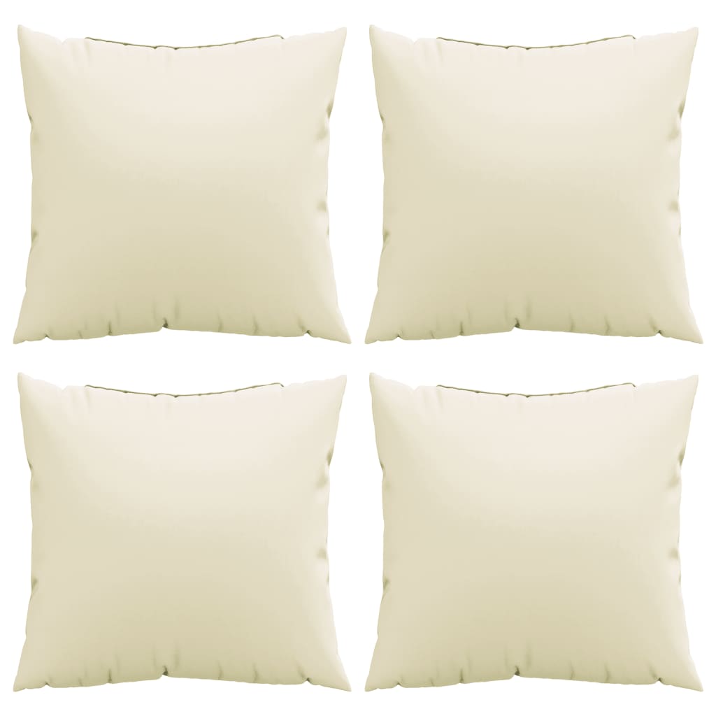 Bankkussens 4 st 40x40 cm stof crèmekleurig