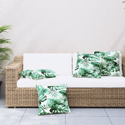 Bankkussens 4 st bladpatroon 40x40 cm polyester