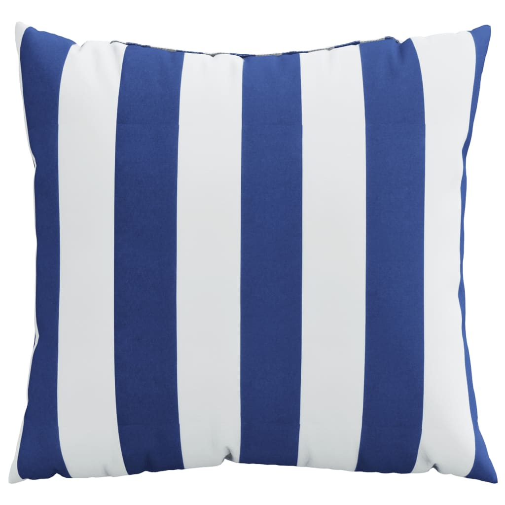 Sierkussens 4 st 40x40 cm stof gestreept wit & blauw