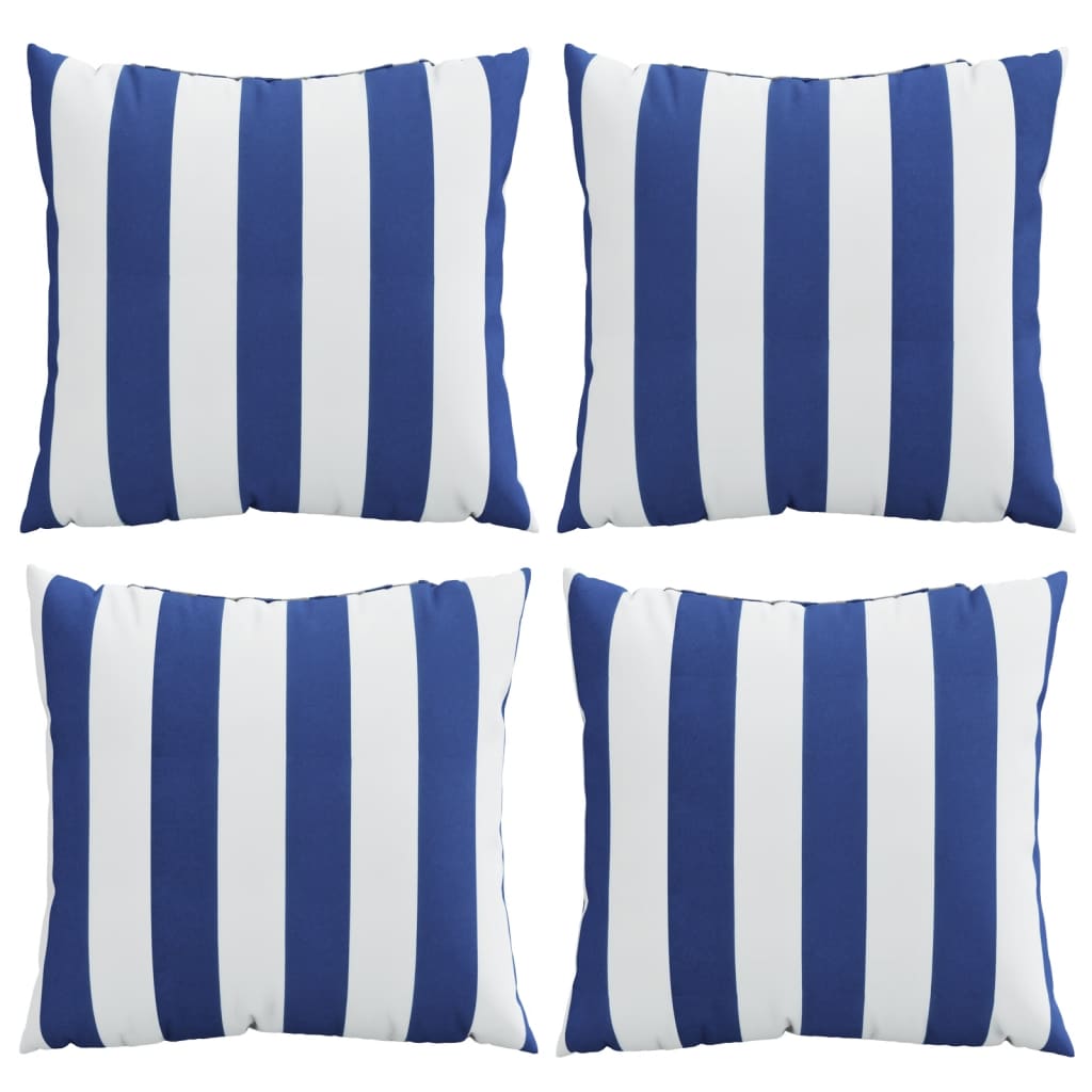Sierkussens 4 st 40x40 cm stof gestreept wit & blauw
