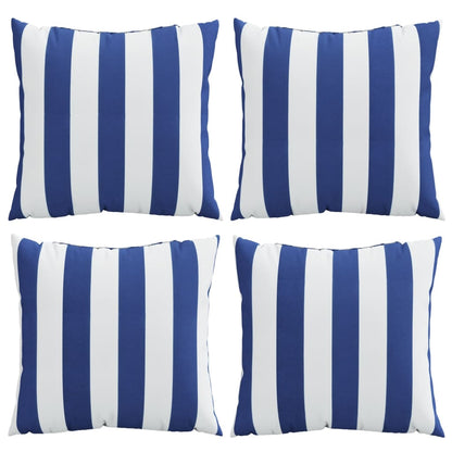 Sierkussens 4 st 40x40 cm stof gestreept wit & blauw