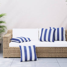 Sierkussens 4 st 40x40 cm stof gestreept wit & blauw