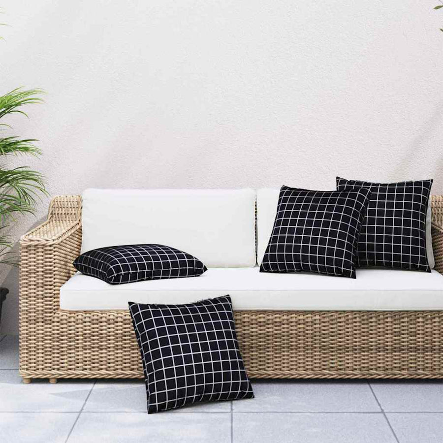 Spreidkussens Geruit 4 pcs Zwart Ruit 40 x 40 cm Polyester Stof