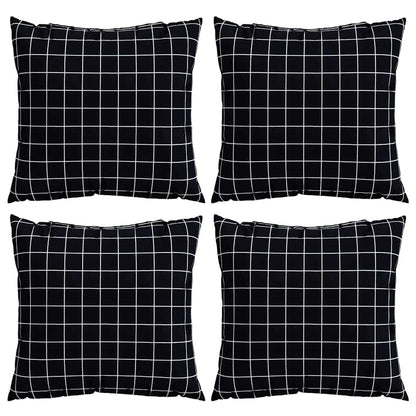 Spreidkussens Geruit 4 pcs Zwart Ruit 40 x 40 cm Polyester Stof
