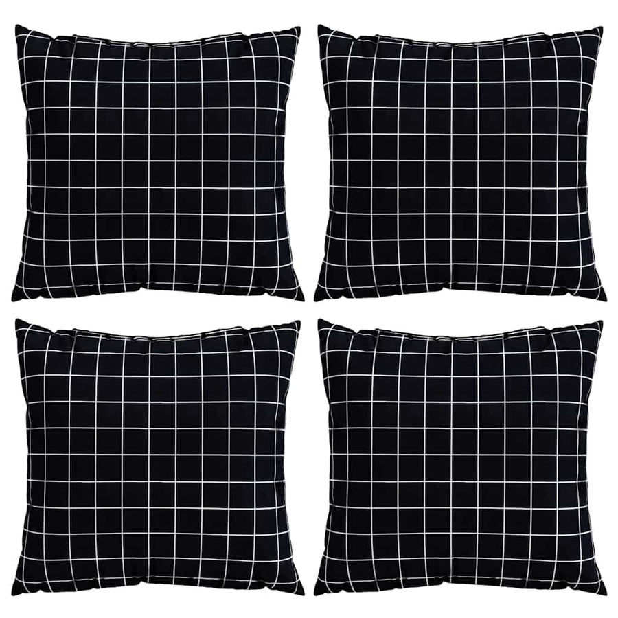 Spreidkussens Geruit 4 pcs Zwart Ruit 40 x 40 cm Polyester Stof