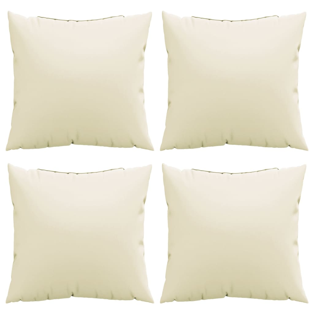 Bankkussens 4 st 50x50 cm stof crèmekleurig