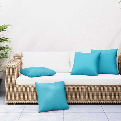 Spreidkussens Effen 4 pcs Turquoise 50 x 50 cm Polyester Stof