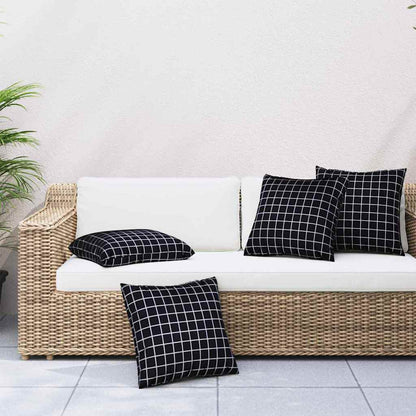 Spreidkussens Geruit 4 pcs Zwart Ruit 60 x 60 cm Polyester Stof