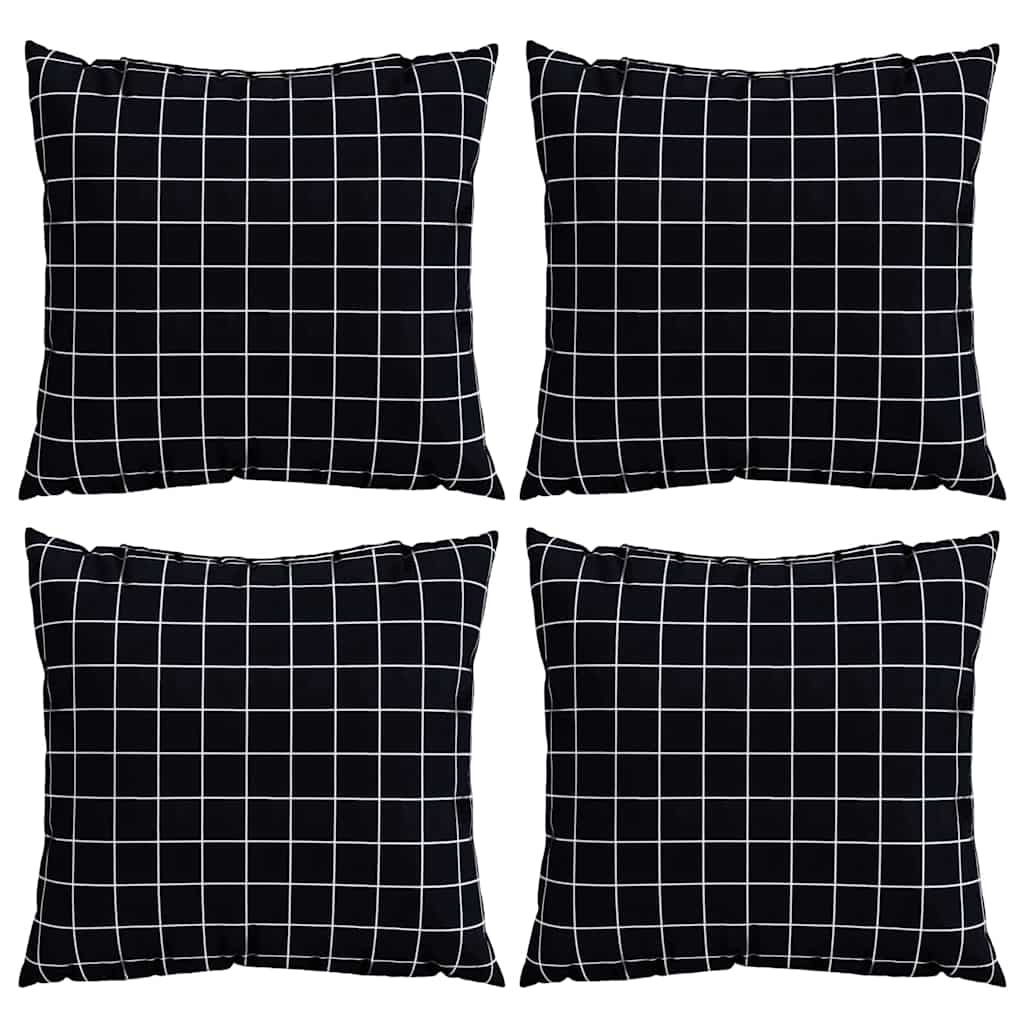 Spreidkussens Geruit 4 pcs Zwart Ruit 60 x 60 cm Polyester Stof
