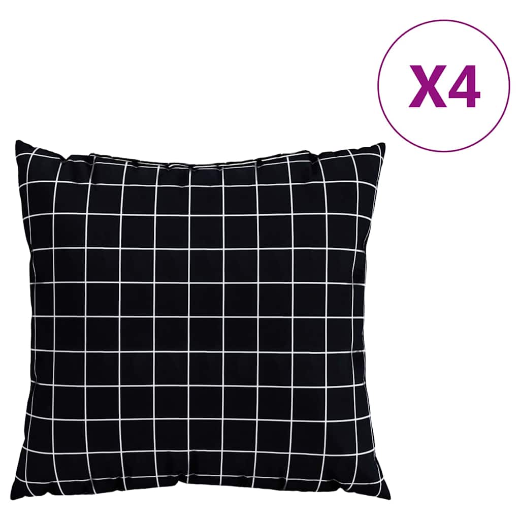 Spreidkussens Geruit 4 pcs Zwart Ruit 60 x 60 cm Polyester Stof