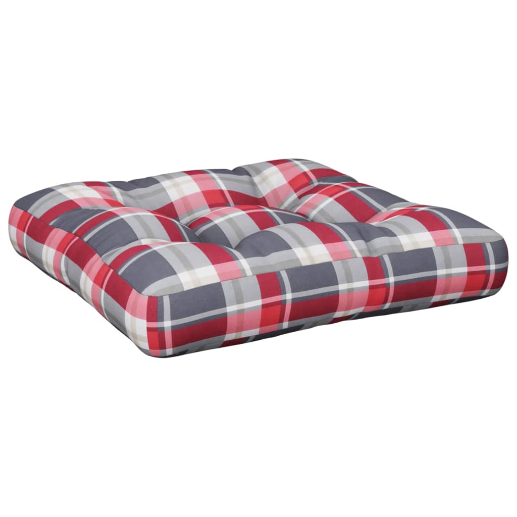 Palletkussen 50x50x12 cm stof ruitpatroon rood