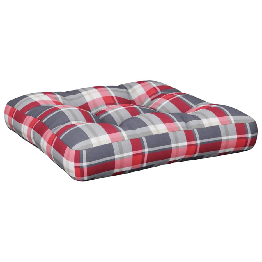 Palletkussen 50x50x12 cm stof ruitpatroon rood