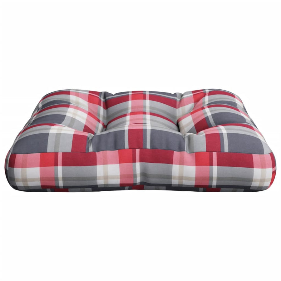 Palletkussen 50x50x12 cm stof ruitpatroon rood