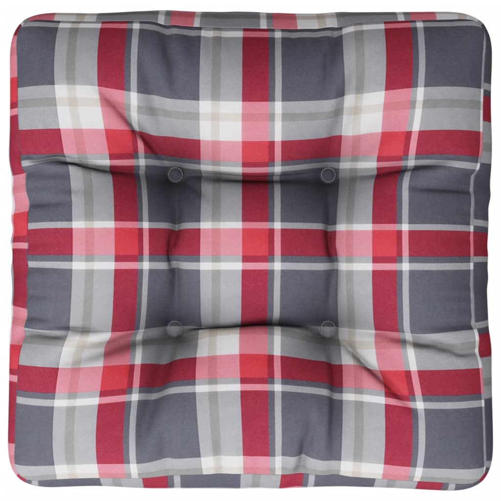 Palletkussen 50x50x12 cm stof ruitpatroon rood