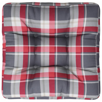 Palletkussen 50x50x12 cm stof ruitpatroon rood