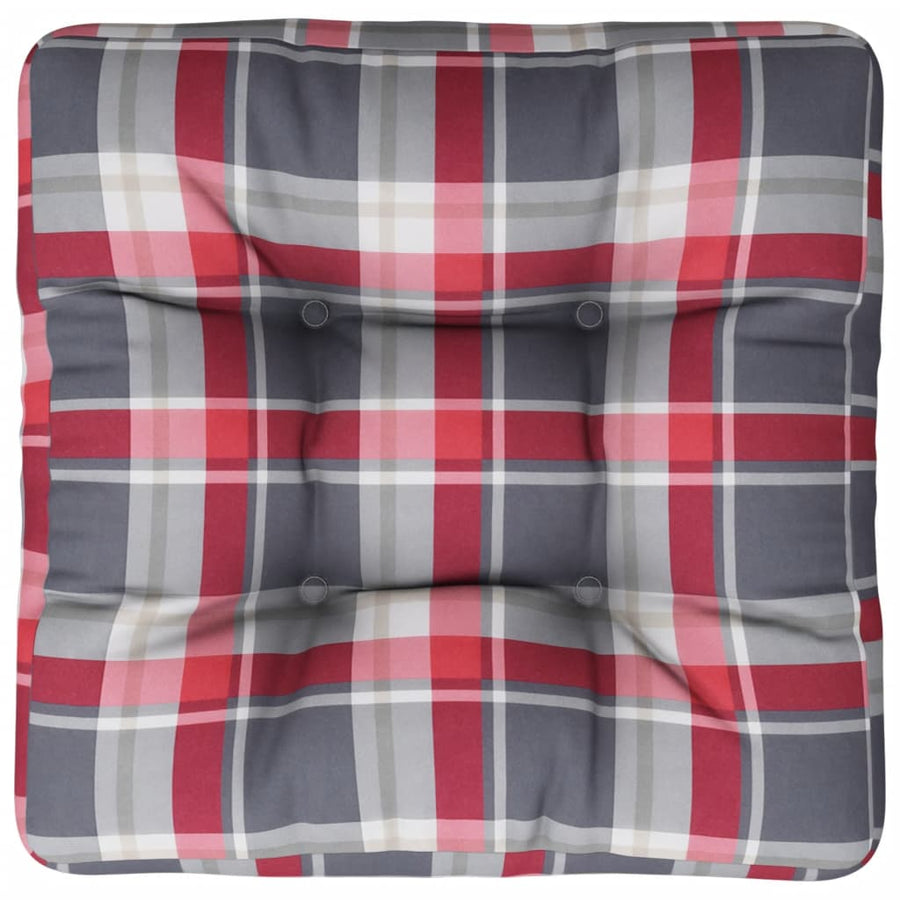 Palletkussen 50x50x12 cm stof ruitpatroon rood