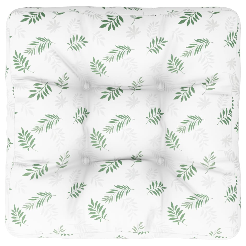 Palletkussen Bladpatroon Stof Wit En Groen 50 x 50 x 12 cm