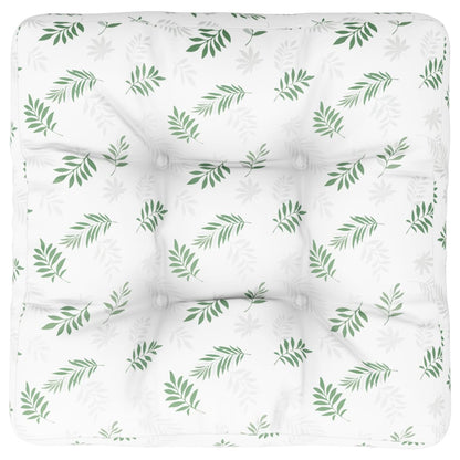 Palletkussen Bladpatroon Stof Wit En Groen 50 x 50 x 12 cm
