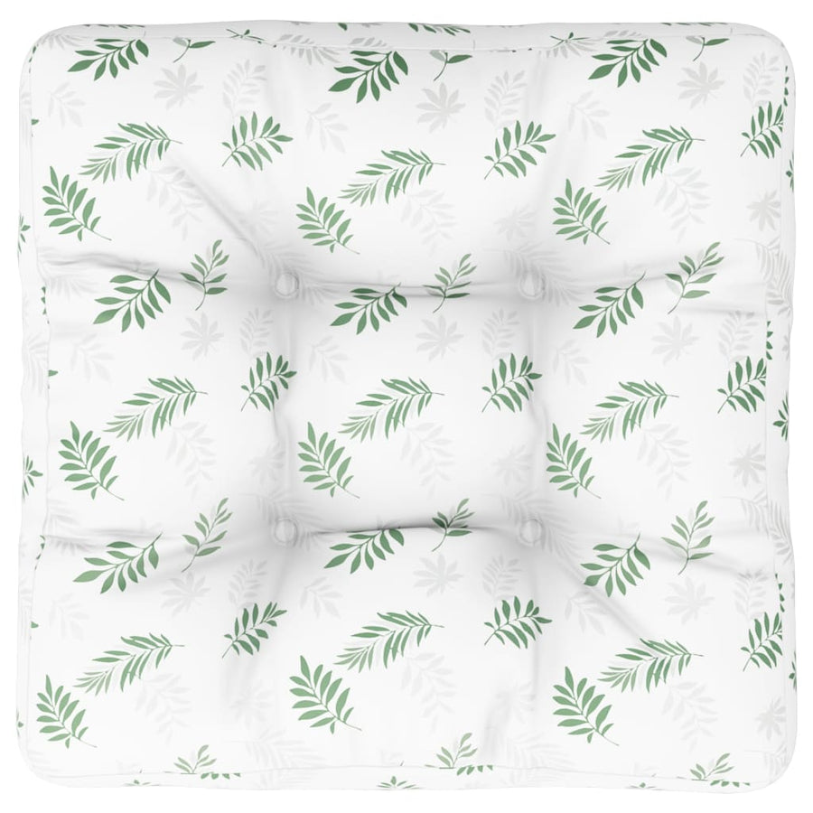 Palletkussen Bladpatroon Stof Wit En Groen 50 x 50 x 12 cm