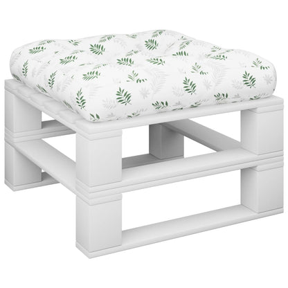 Palletkussen Bladpatroon Stof Wit En Groen 50 x 50 x 12 cm