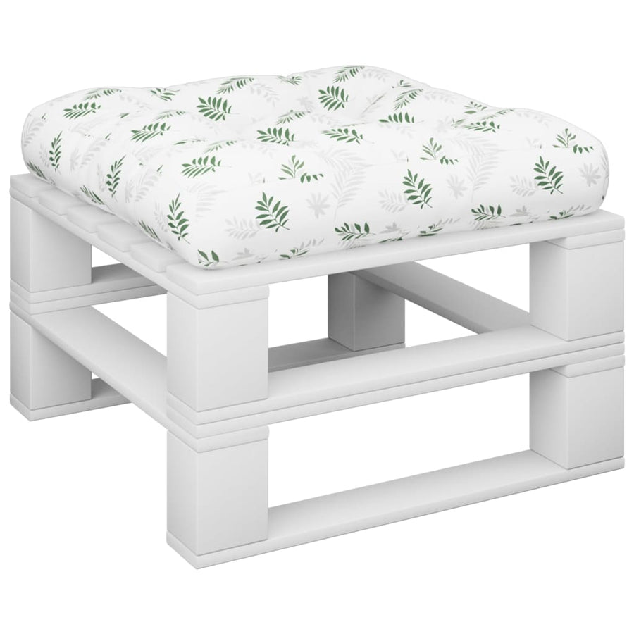 Palletkussen Bladpatroon Stof Wit En Groen 50 x 50 x 12 cm