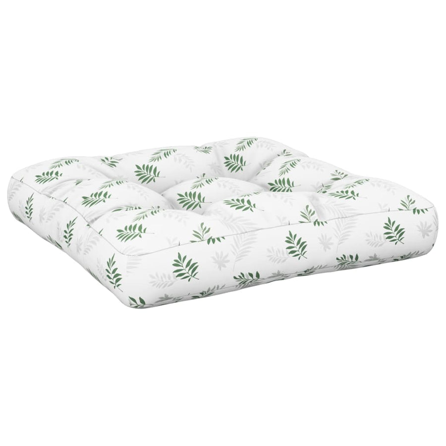 Palletkussen Bladpatroon Stof Wit En Groen 50 x 50 x 12 cm