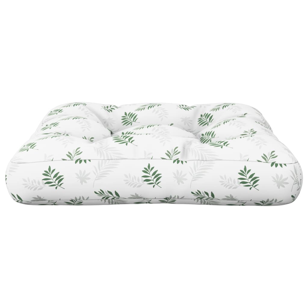 Palletkussen Bladpatroon Stof Wit En Groen 50 x 50 x 12 cm
