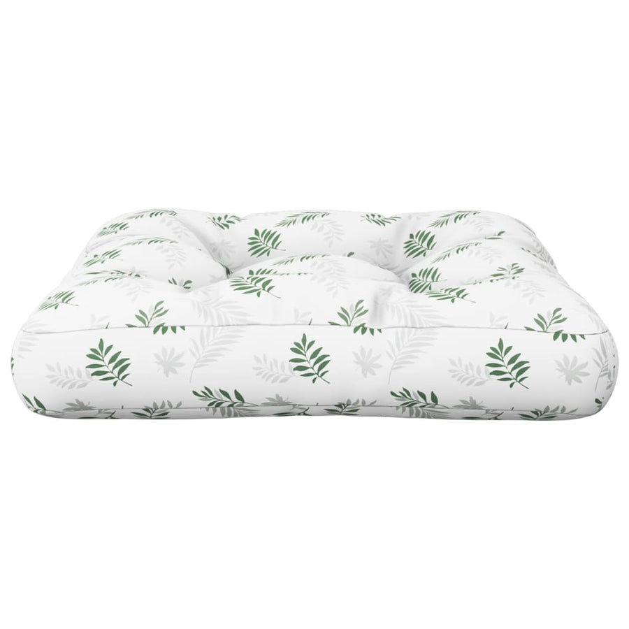 Palletkussen Bladpatroon Stof Wit En Groen 50 x 50 x 12 cm