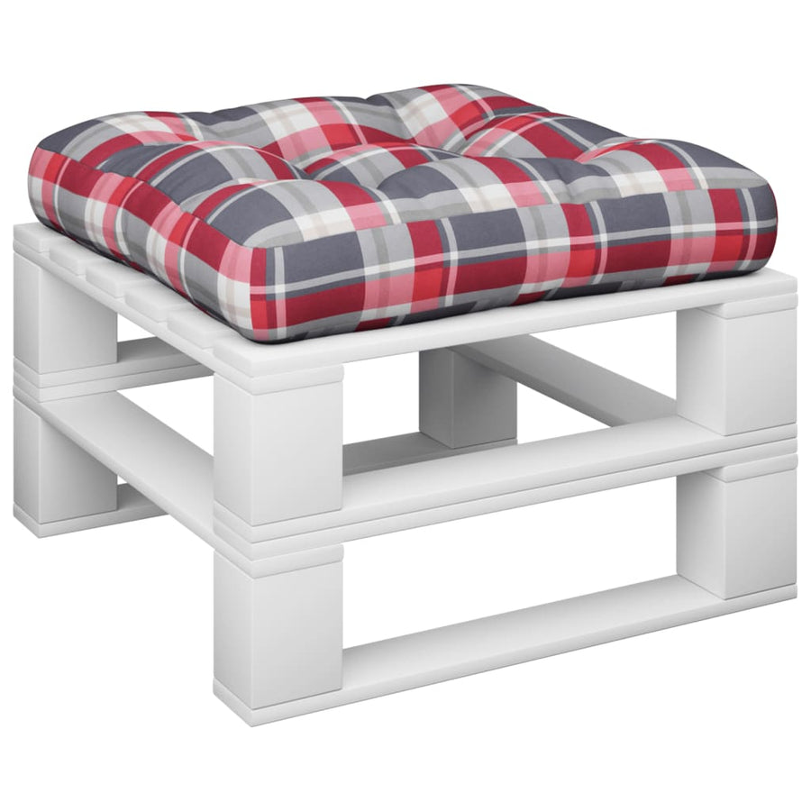 Palletkussen 60x60x12 cm stof ruitpatroon rood