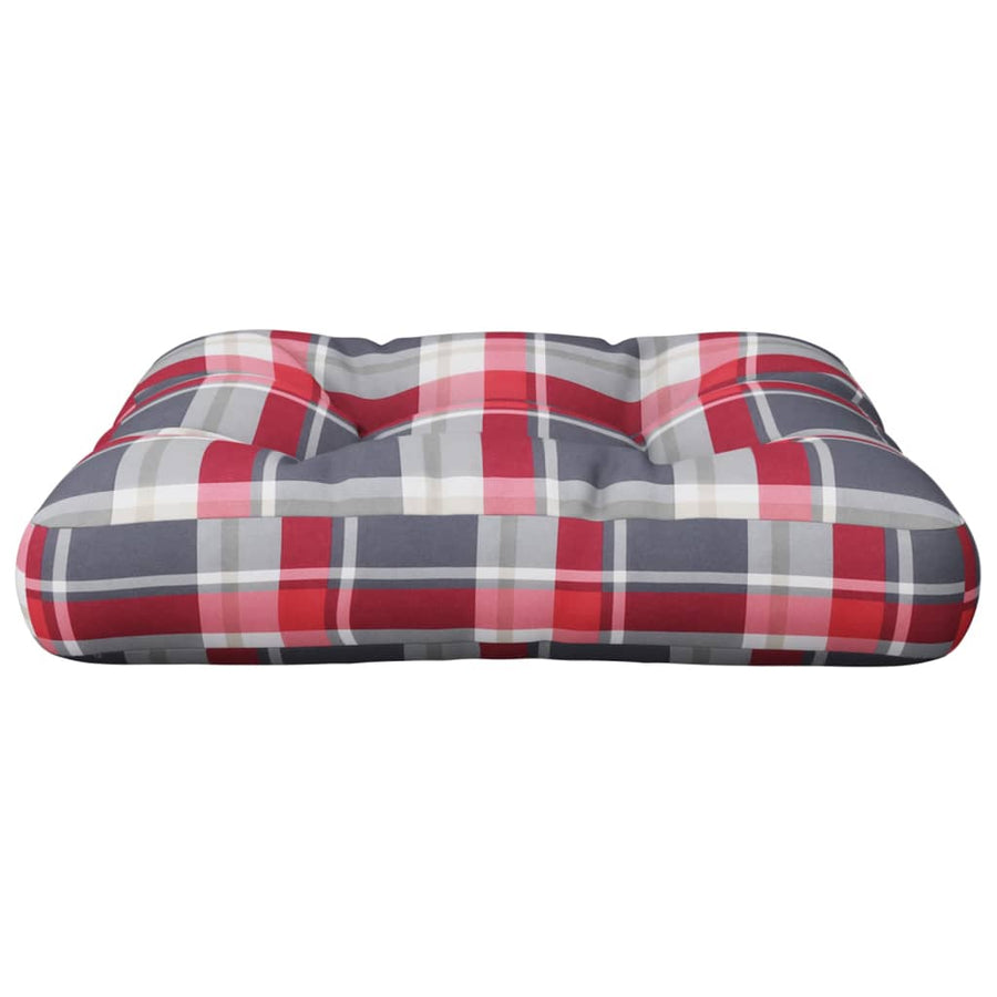 Palletkussen 60x60x12 cm stof ruitpatroon rood