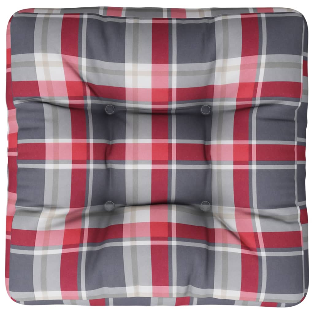 Palletkussen 60x60x12 cm stof ruitpatroon rood