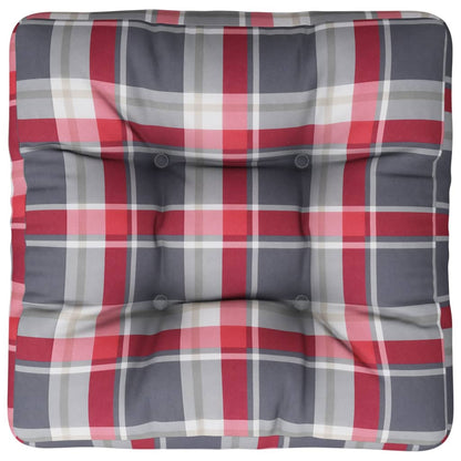 Palletkussen 60x60x12 cm stof ruitpatroon rood