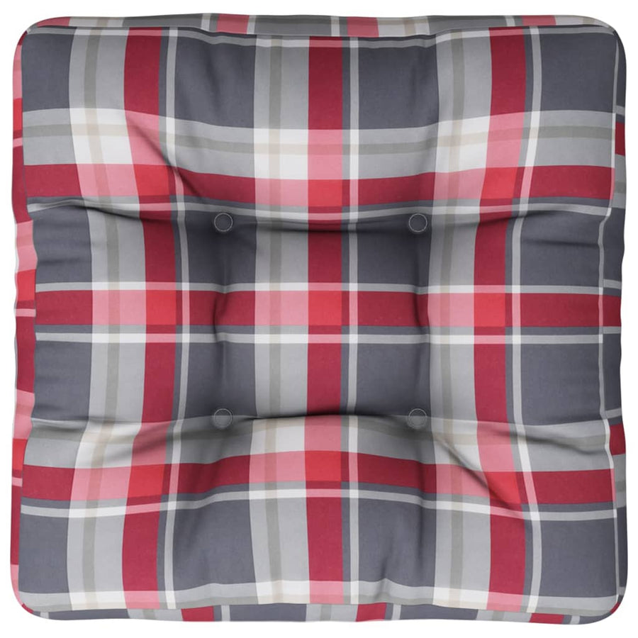 Palletkussen 60x60x12 cm stof ruitpatroon rood