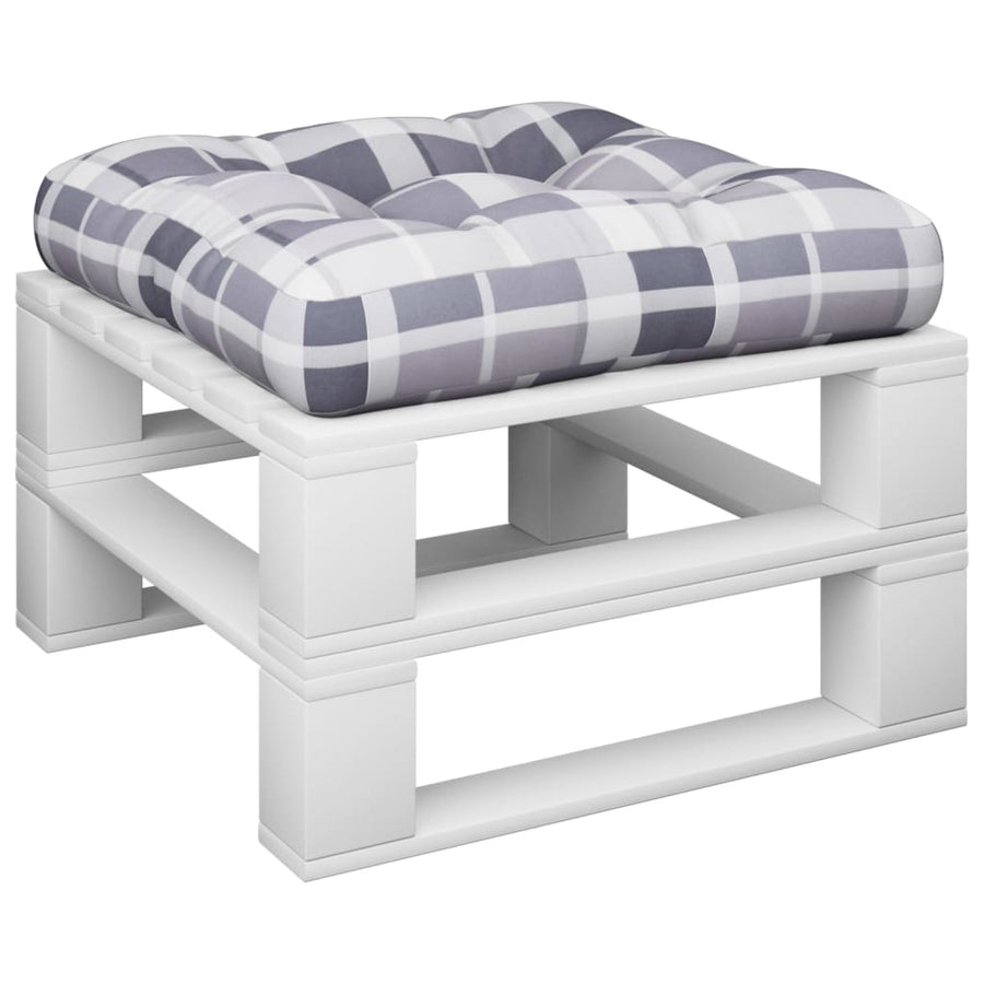 Palletkussen 60x60x12 cm stof ruitpatroon grijs