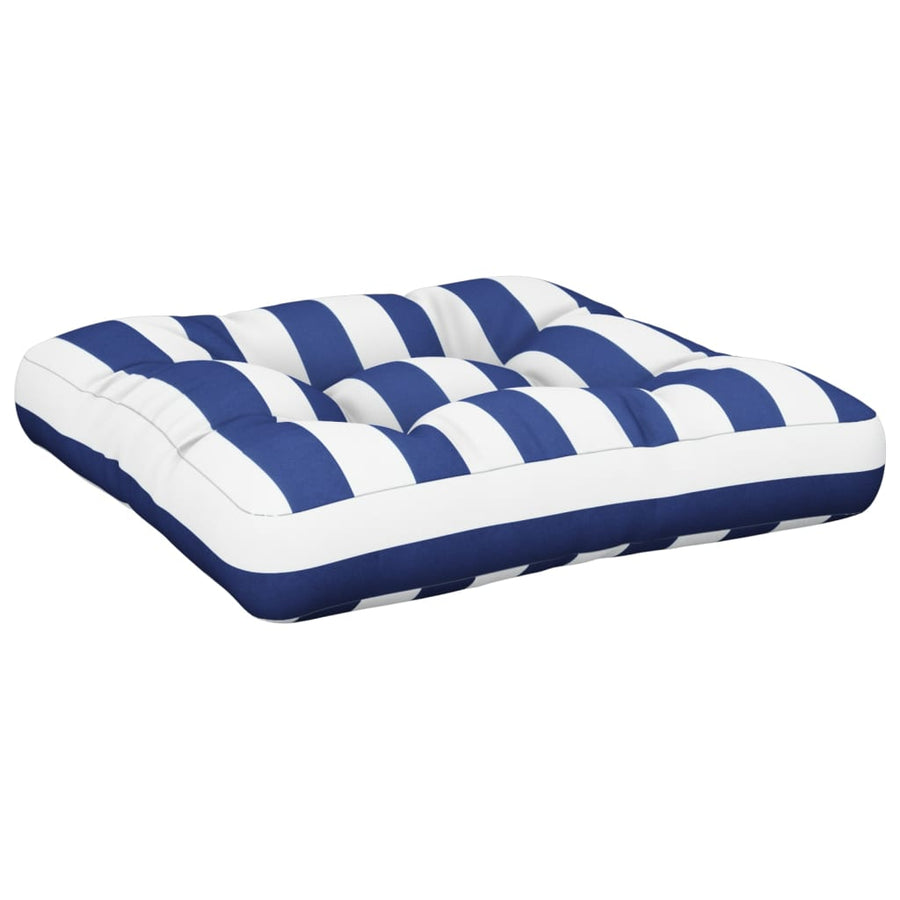 Palletkussen gestreept 60x60x12 cm stof blauw en wit