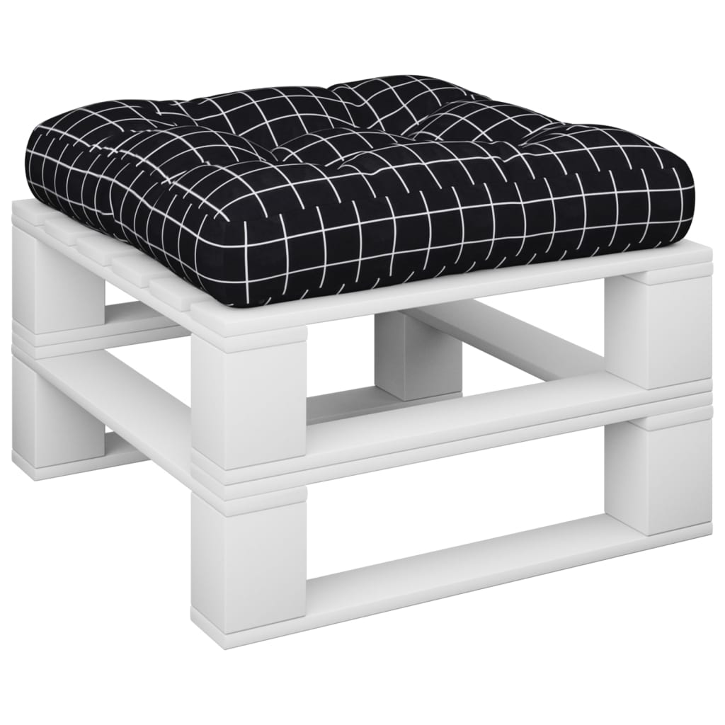 Palletkussen ruitpatroon 60x60x12 cm stof zwart