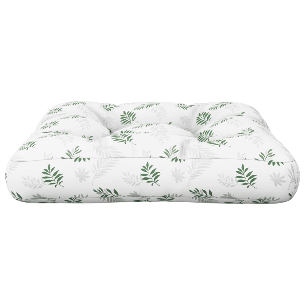 Palletkussen Bladpatroon Stof Wit En Groen 60 x 60 x 12 cm